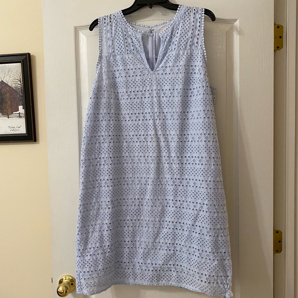 LOFT Dresses & Skirts - LOFT Light Blue Sleeveless Eyelet Dress Size 18